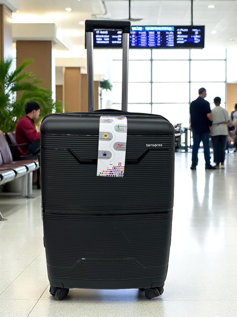 Sleek Black Samsonite Hard Shell Spinner Trolley – Lightweight, Durable & Stylish Travel Luggage