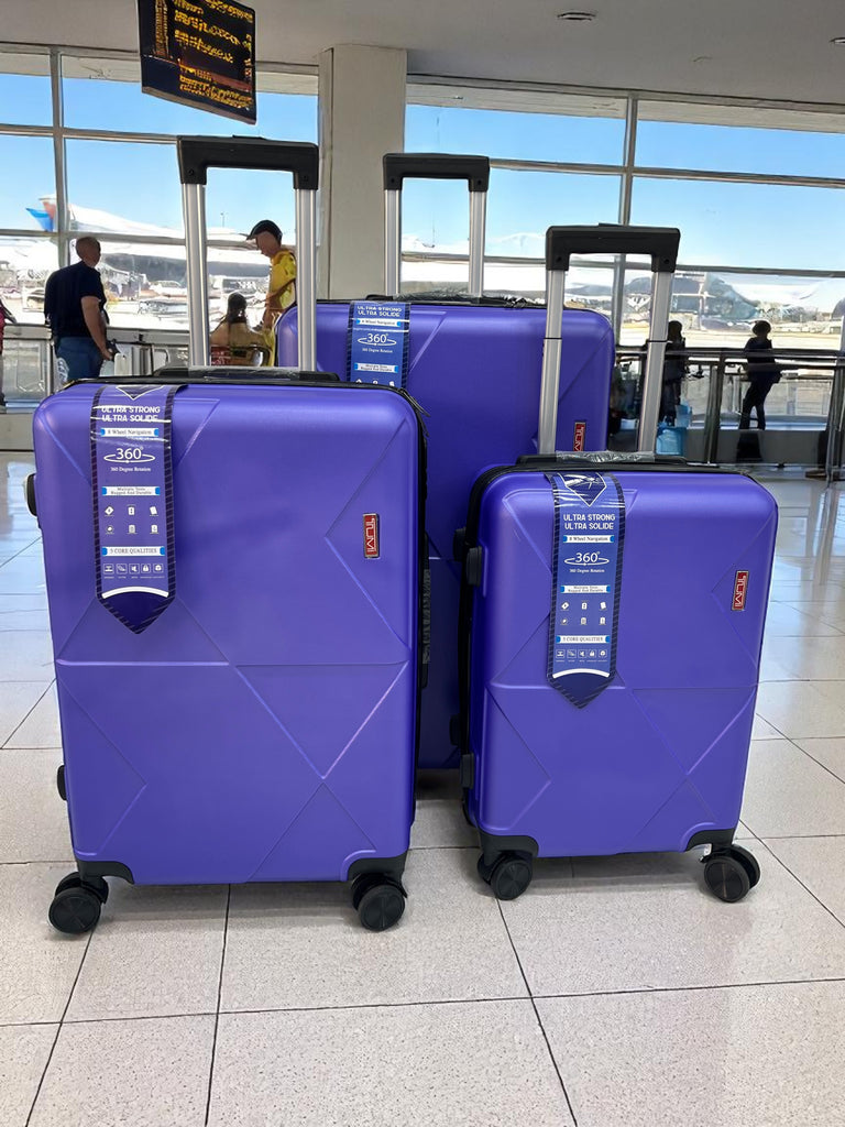 3-Piece Purple Hard Shell Trolley Luggage Set | Lightweight Spinner Suitcases for All Travel Needs**