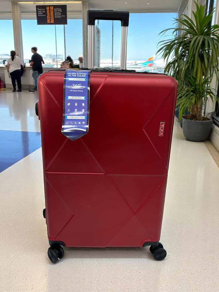 Red Hard Shell Trolley Bag with 360° Spinner Wheels | Ultra-Strong Lightweight Travel Luggage