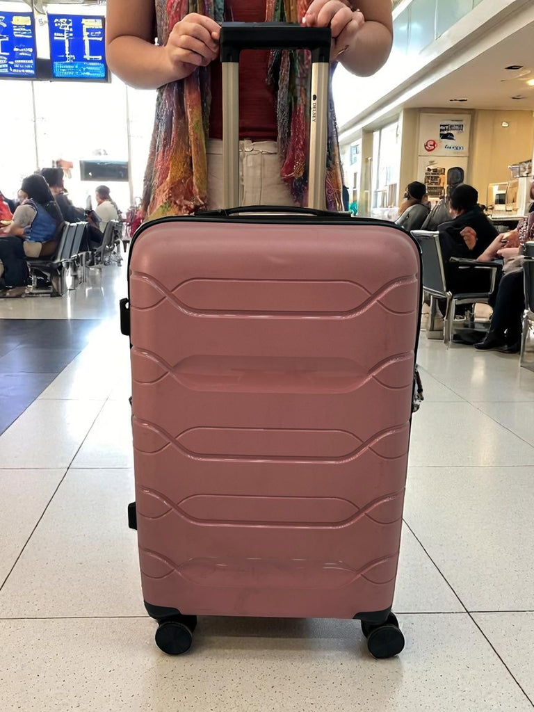 Elegant Pink Trolley Suitcase – Lightweight Spinner Luggage for Travel | Stylish & Durable Design