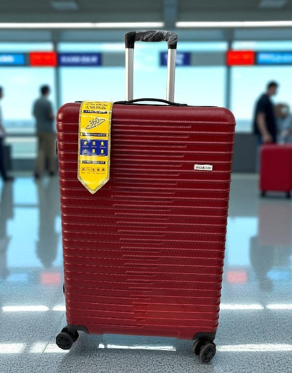 Carlton Hard Shell Trolley Bag | Ultra Strong Luggage with 360° Wheels – Durable Travel Suitcase (Maroon)