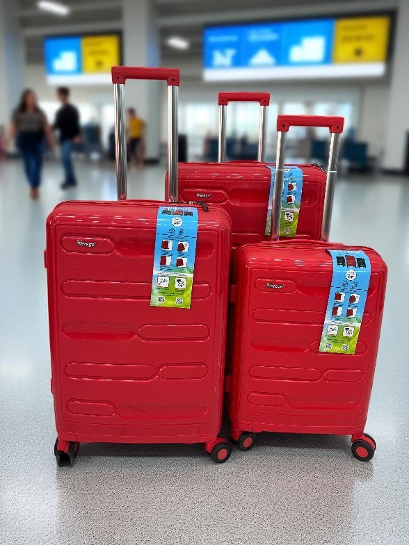 Durable Red Verage 3-Piece Luggage Set – Lightweight, Expandable & Travel-Ready